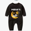Custom Name First Eid Black Body Suit with Crescent